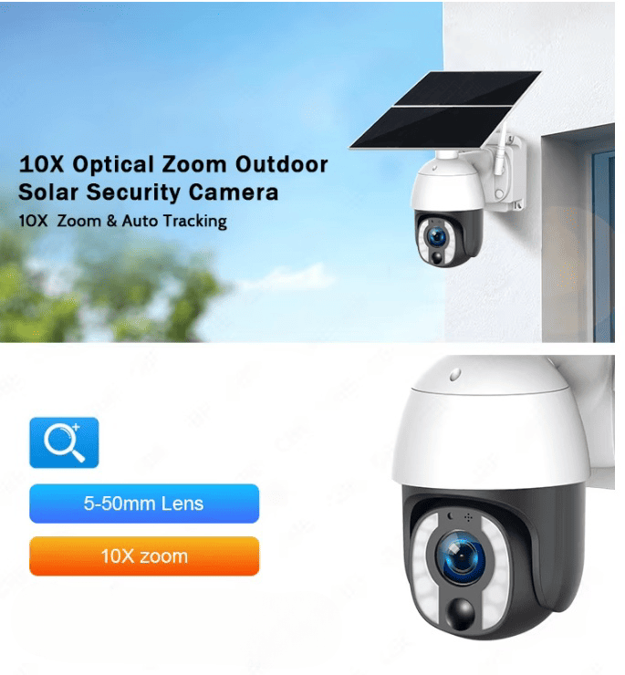 4G 5MP 10X Optical Zoom 24*7 Continuous Recording Wireless Solar